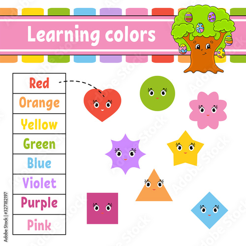 Learning colors. Education developing worksheet. Easter egg tree. Activity page with pictures. Game for children. Isolated vector illustration. Funny character. Cartoon style.