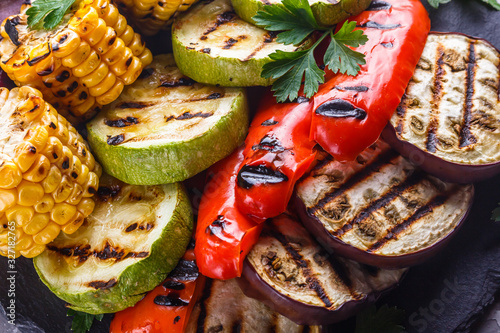 Wallpaper Mural delicious fresh grilled vegetables on a stone plate Torontodigital.ca