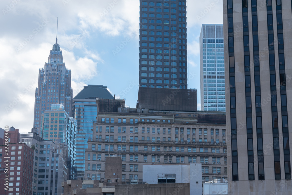 Lower Manhattan New York City Skyline Scene with Old and Modern Skyscrapers Lower Manhattan New York City Skyline Scene with Old and Modern Skyscrapers