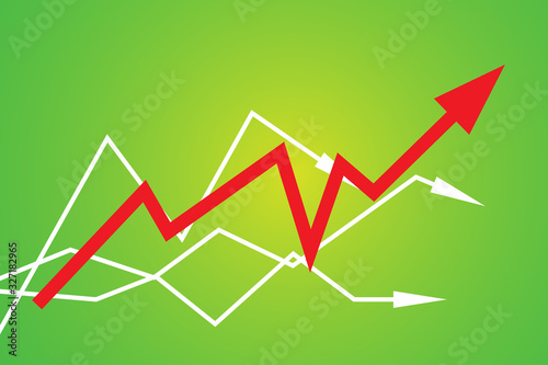 Graphs soar, chart with arrow