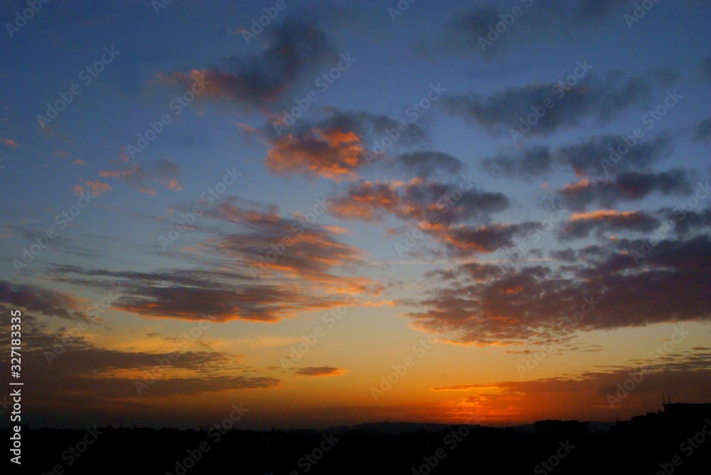 gold and multicolor landscape of sunset