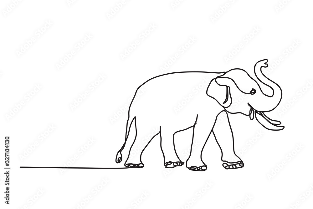 Obraz premium Asian elephants, line drawing style,vector design