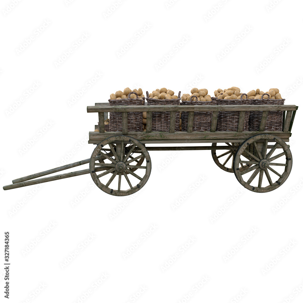 Fototapeta premium Ripe potatoes in wicker baskets