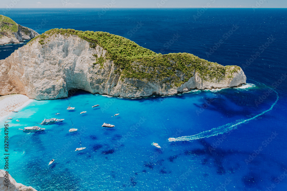 Fototapeta premium View of the shipwreck on the beach Navagio in Zakynthos, Greece