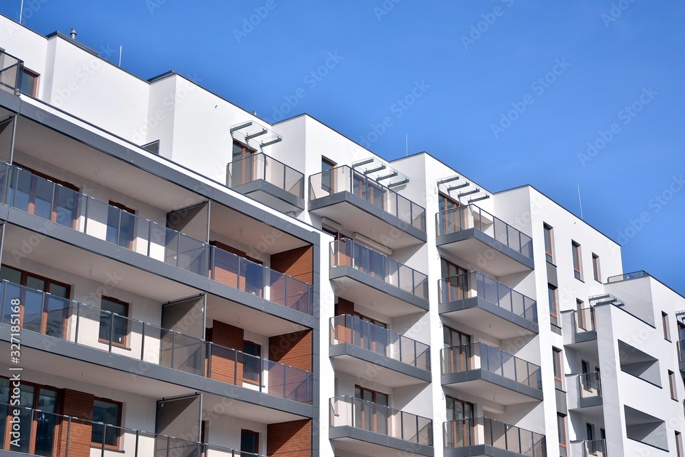 New building condominium. Modern apartment complex exterior. New building condominium. Modern apartment complex exterior.