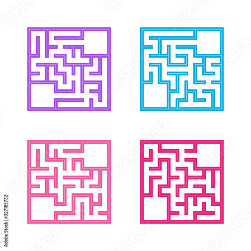 A set of mazes. Game for kids. Puzzle for children. Labyrinth conundrum. Find the right path. Color vector illustration.