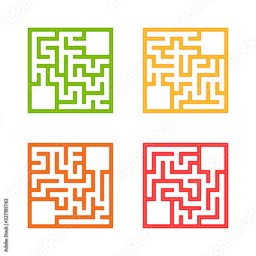 A set of mazes. Game for kids. Puzzle for children. Labyrinth conundrum. Find the right path. Color vector illustration.