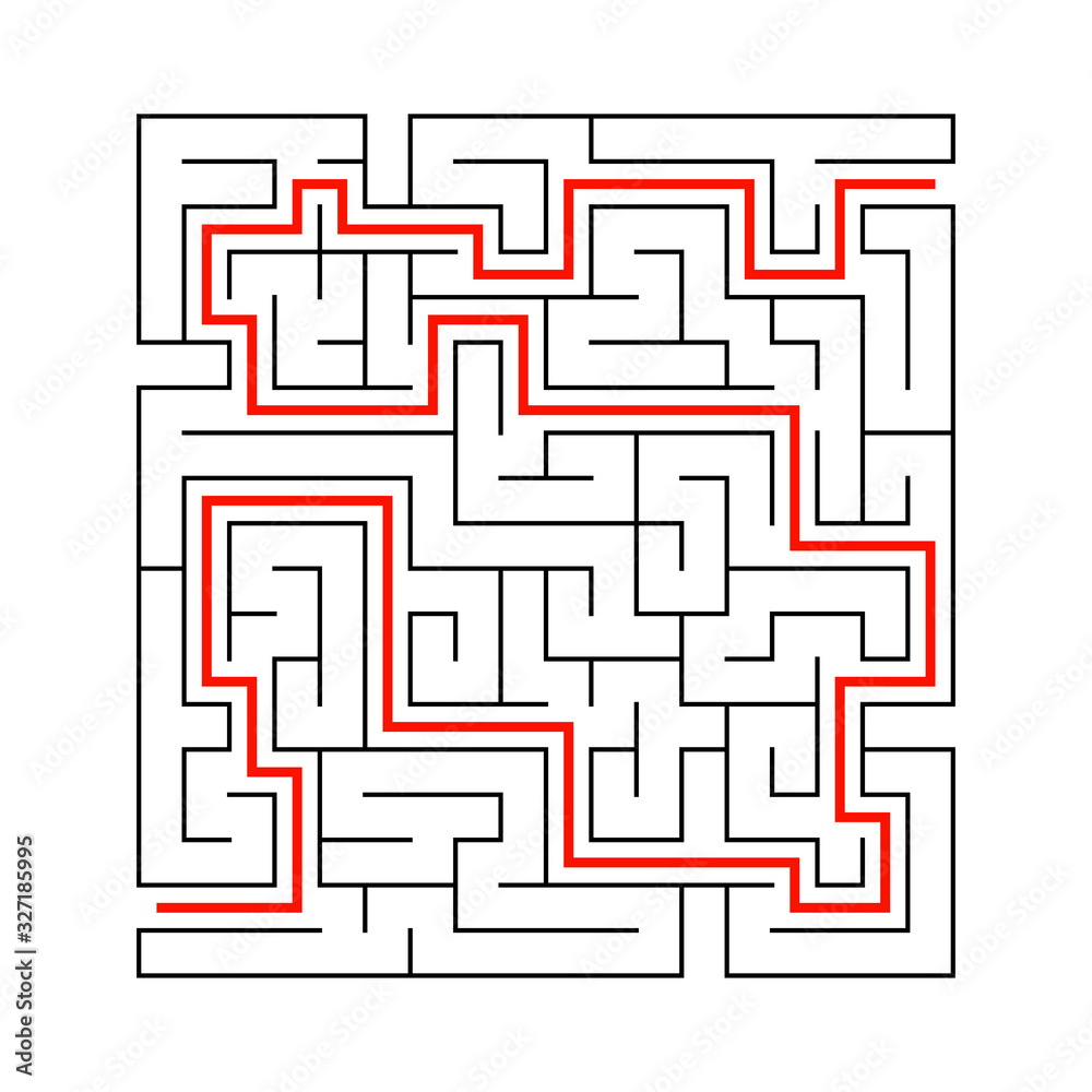 Abstact labyrinth. Educational game for kids. Puzzle for children. Maze conundrum. Find the right path. Vector illustration.