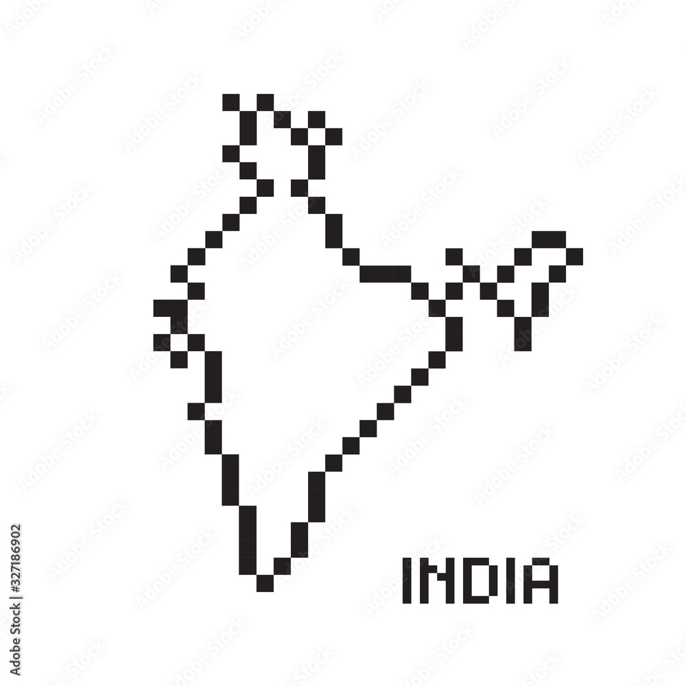 Map of India, pixel art style, vector design
