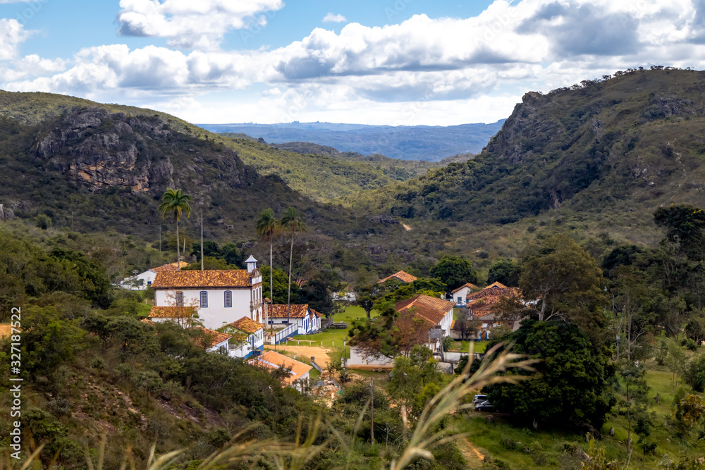 Historic village of Biribiri, seen from the road, Diamantina, Minas Gerais, Brazil