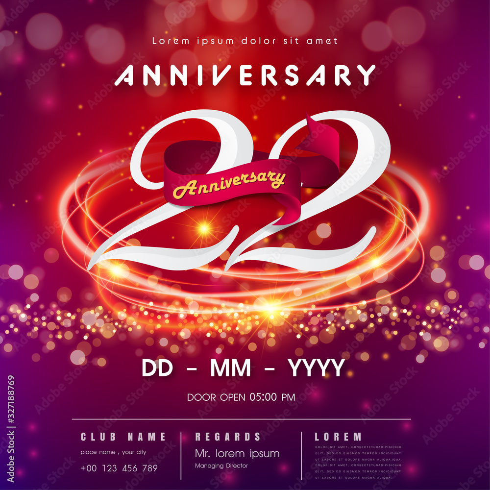 22 years anniversary logo template red and pink Abstract futuristic ...