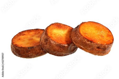 fried potatoes isolated on white background