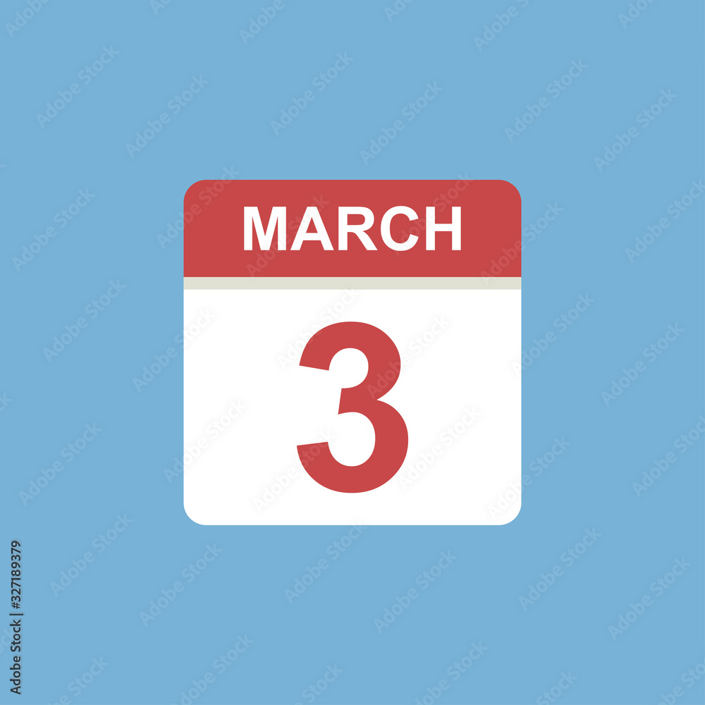 Fototapeta premium calendar - March 3 icon illustration isolated vector sign symbol