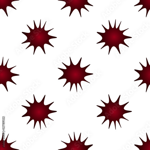 Virus seamless pattern in red. Isolated red background. Vector abstraction. The idea for a medical article, educational literature. Dangerous strain.