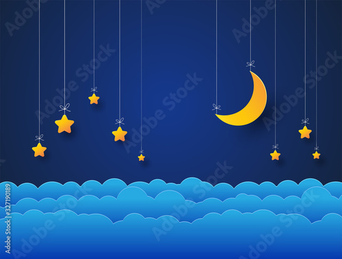 stars in the sky, paper art, vector design