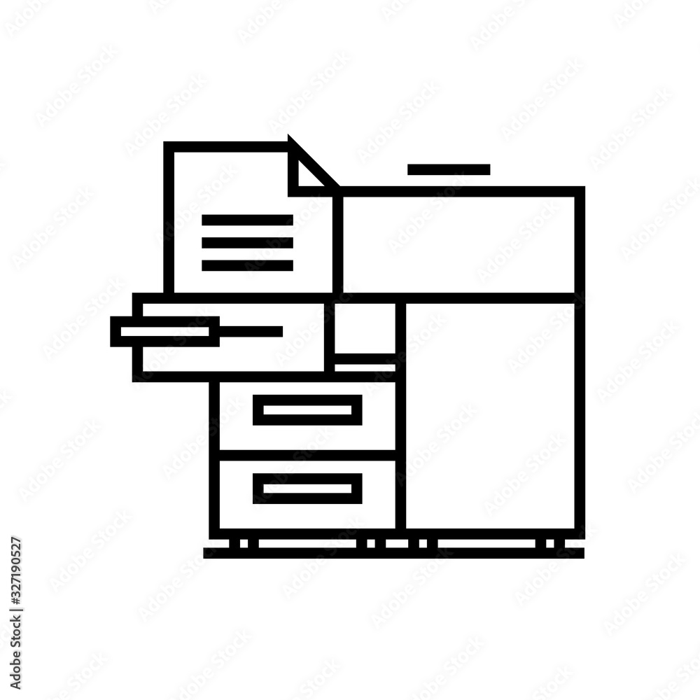 Office printer line icon, concept sign, outline vector illustration, linear symbol.