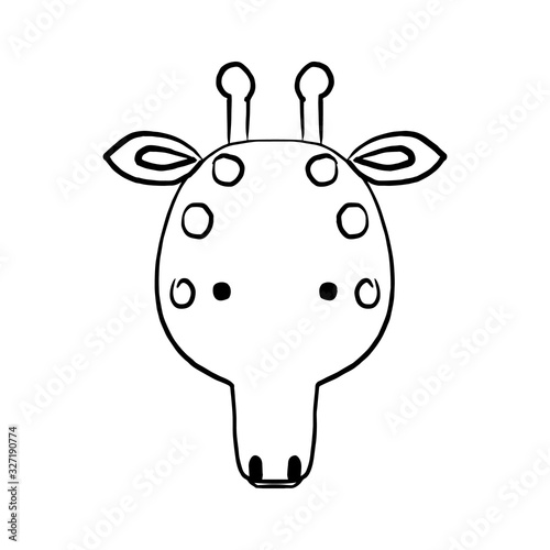 Outline doodle giraffe face, great design for any purposes. Tropical pattern. Silhouette symbol. Beautiful fashion art. Outline style character design. Fashion style. Vector isolated illustration.