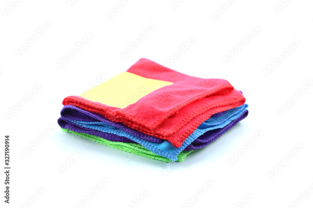 Stack of colorful rags isolated on white Stack of colorful rags isolated on white