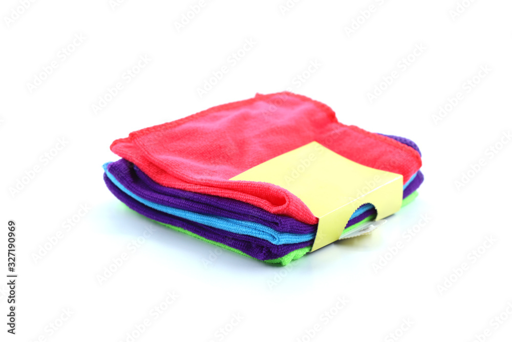 Stack of colorful rags isolated on white Stack of colorful rags isolated on white