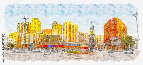 Bahrain, Manama, January 2020. Panorama of the streets of Manama. Houses, buildings, cars, people. photo