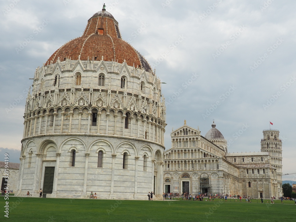 Stunning  view at the Pisa Baptistery,The Pisa Cathedral 