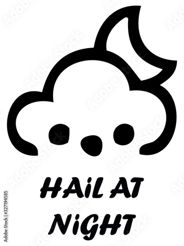 Black and White Weather Icon of Hail At Night Symbol