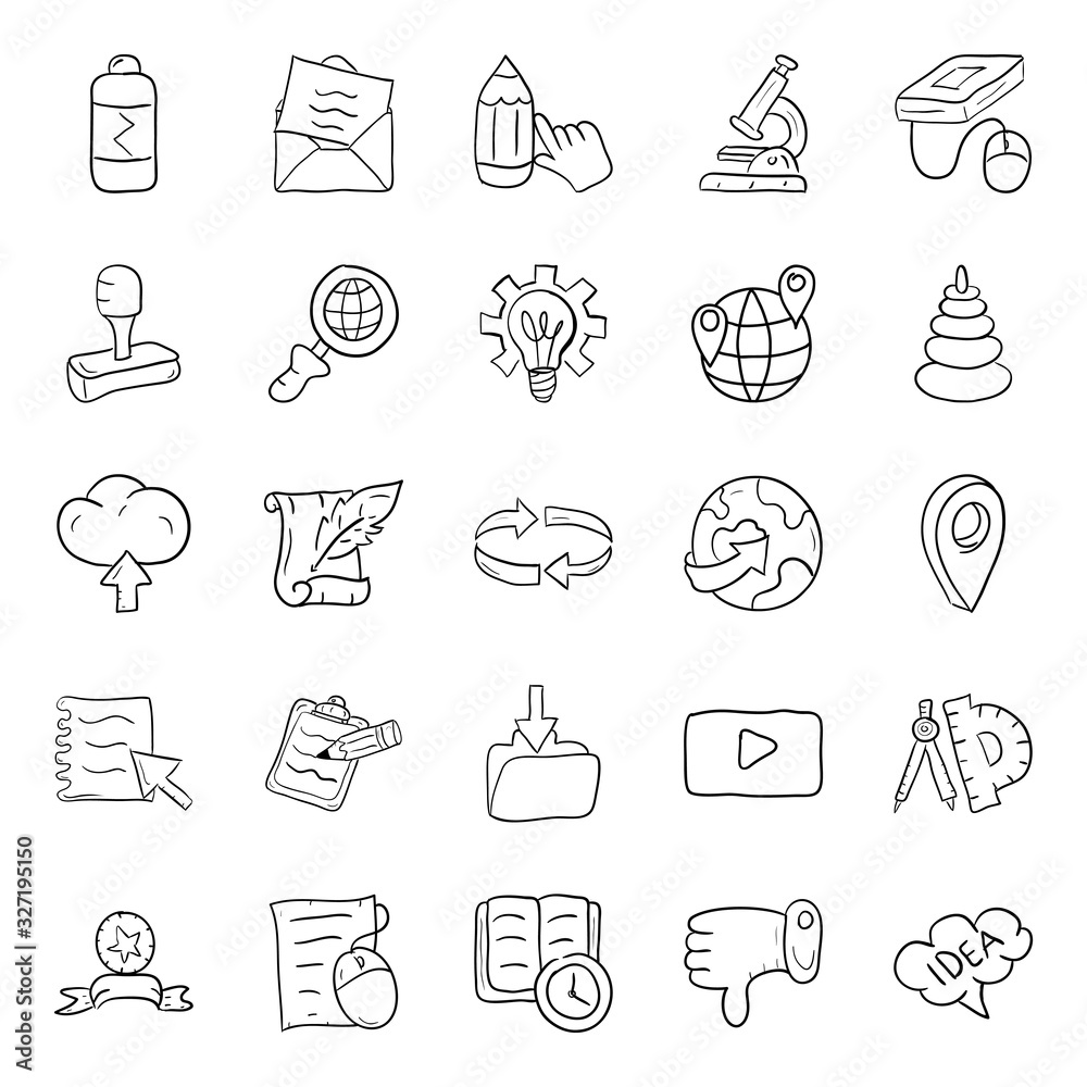  Education And Learning Doodle Icons 