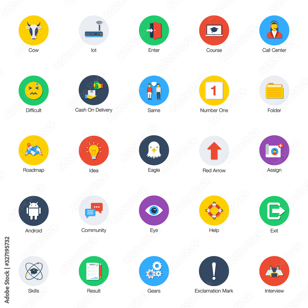 Collection Of Unique Flat Icons Collection Of Unique Flat Icons