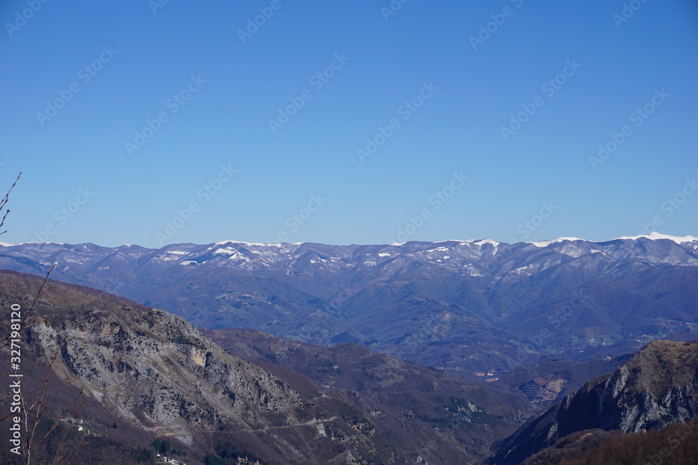 Apuan Alps landscape with snow