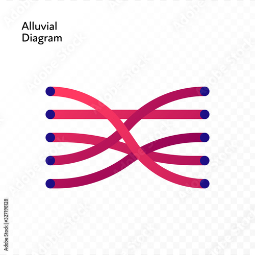 Infographic design element collection. Vector flat color illustration. Alluvial diagram isolated on white to transparent background. Design for ui, scientific poster, marketing, presentation.