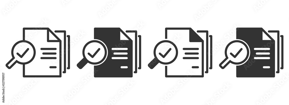Inspection icons in four different versions in a flat design - obrazy, fototapety, plakaty 