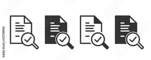 Audit icons in four different versions in a flat design