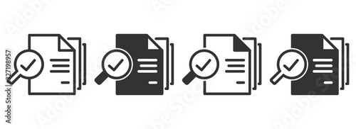 Inspection icons in four different versions in a flat design