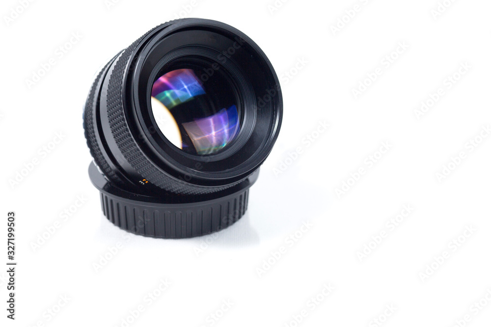 Short Prime Lens Isolated Against White Background Short Prime Lens Isolated Against White Background