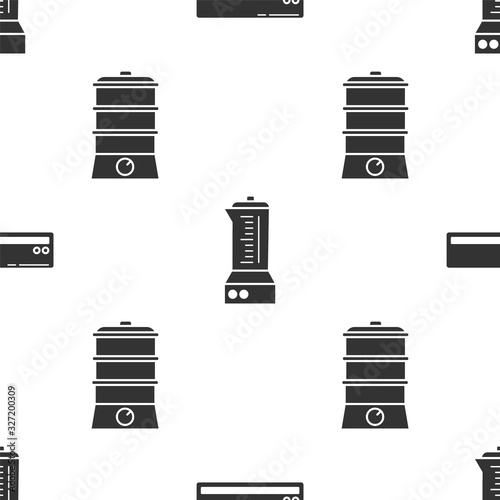 Set Air conditioner , Blender and Double boiler on seamless pattern. Vector