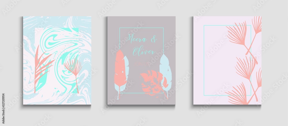 Abstract Hipster Vector Flyers Set. Japanese Style Invitation. Hand 