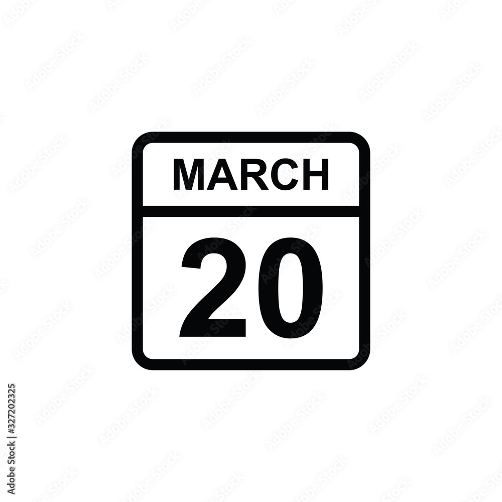 calendar - March 20 icon illustration isolated vector sign symbol calendar - March 20 icon illustration isolated vector sign symbol