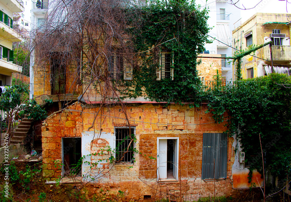 Fototapeta premium Abandoned and demolished old house in the centre of Beirut