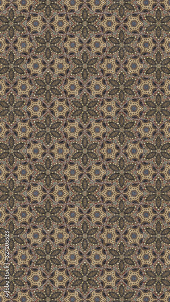 Seamless Pattern. Triangle shapes. White Star Light.  Textile, Brown, Wooden, Turkish Tiles.