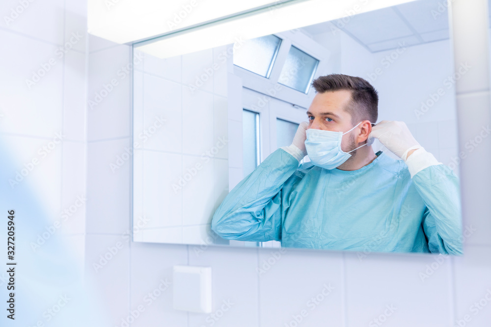 Portrait of a doctor in full protected medical suit Portrait of a doctor in full protected medical suit