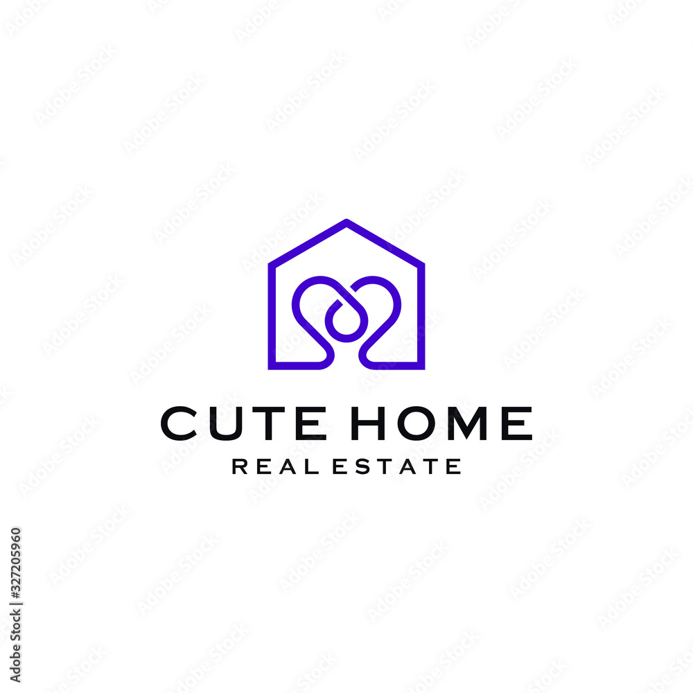 Vector graphics of modern love home line art style minimalist logo ...