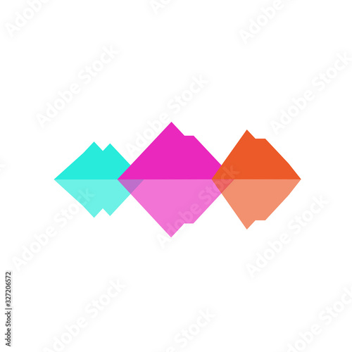 Colorful Hills design, on white