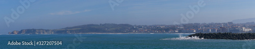 Panoramic of a pier and bay