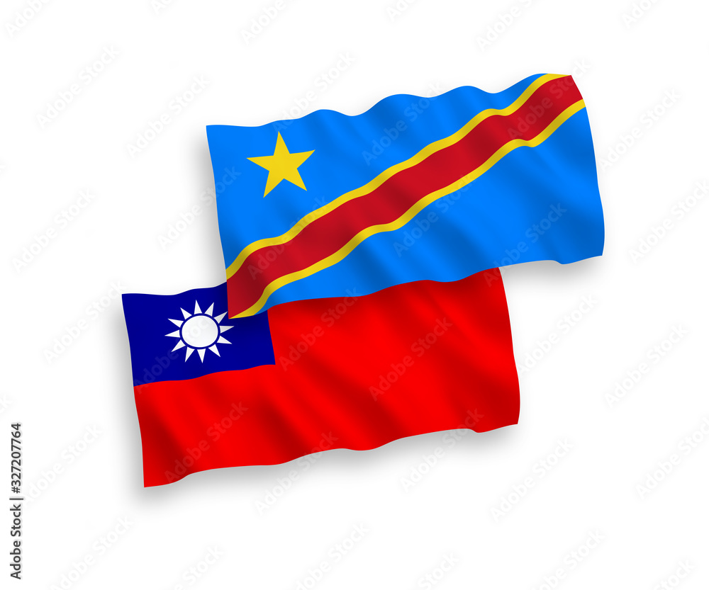 Naklejka premium Flags of Democratic Republic of the Congo and Taiwan on a white background