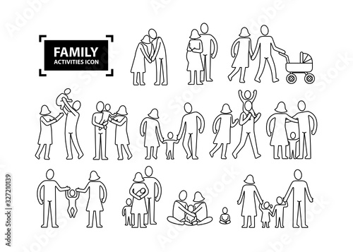 Family activities icon line design