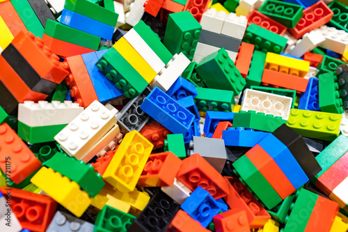 A pile of colorful toy bricks