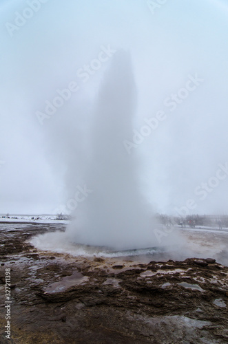 Geysirs and boiling water - Iceland during winter © Aleksei