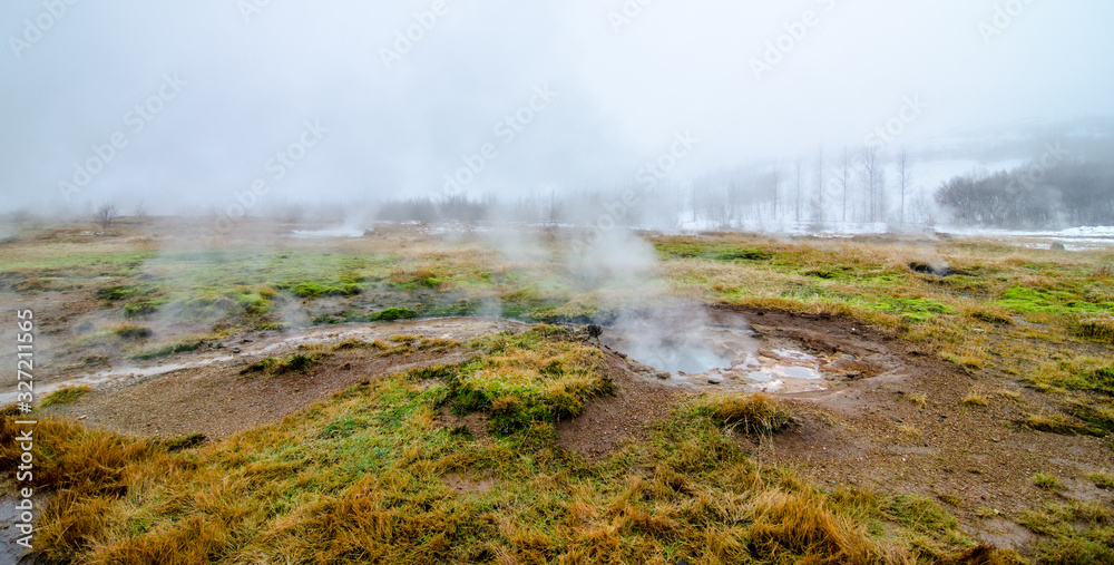 Geysirs and boiling water - Iceland during winter Geysirs and boiling water - Iceland during winter
