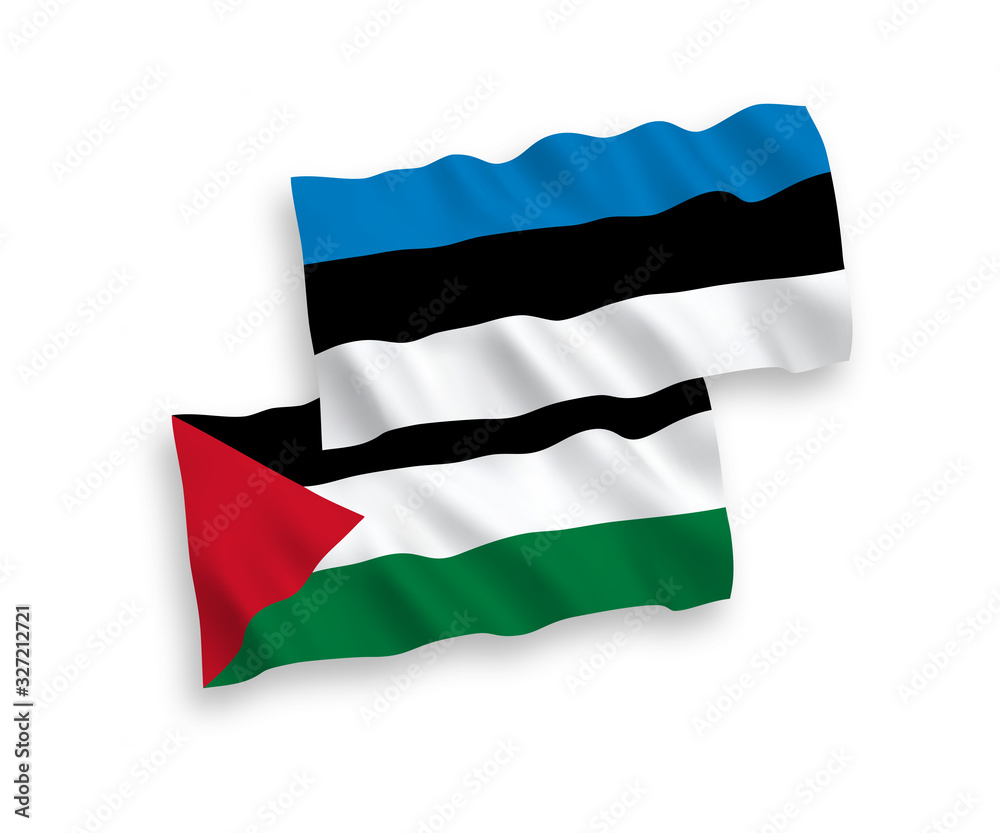 Flags of Palestine and Estonia on a white background
