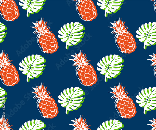 Seamless pattern with pineapple. Hand drawn ink illustration. Vector pattern. Print for textile, cloth, wallpaper, scrapbooking
